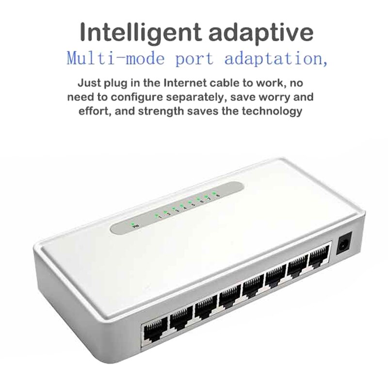 8 Port Gigabit Switch VLAN 1000M Desktops Ethernet Network Switching Hub Shunt 8 Gigabit Uplink Hub