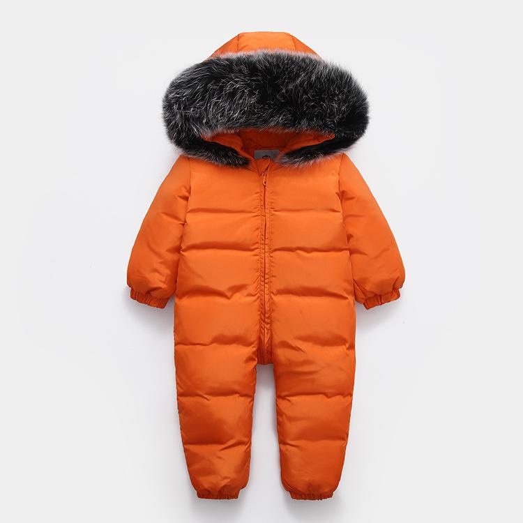 Baby Jacket Duck Down boys Infant baby Clothes Girl Boys Kids Jumpsuit 18m~4y Russian Winter Snowsuit warm baby clothes: orange / 3T