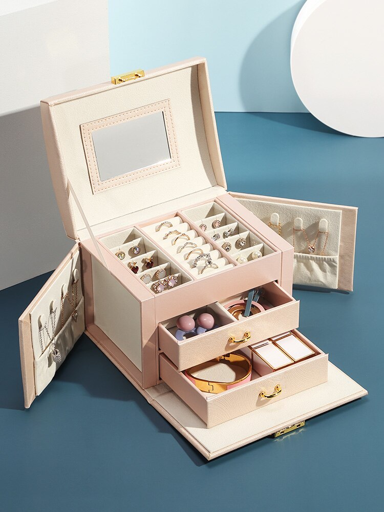 Smykkeemballage kasse kasse til smykker udsøgt makeup sag smykker arrangør container kasser graduering – Grandado