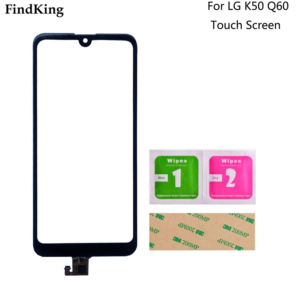 Mobile Touch Screen For LG K50 Q60 Front Glass Digitizer Panel Lens Sensor Part TouchScreen Tools 3M Glue