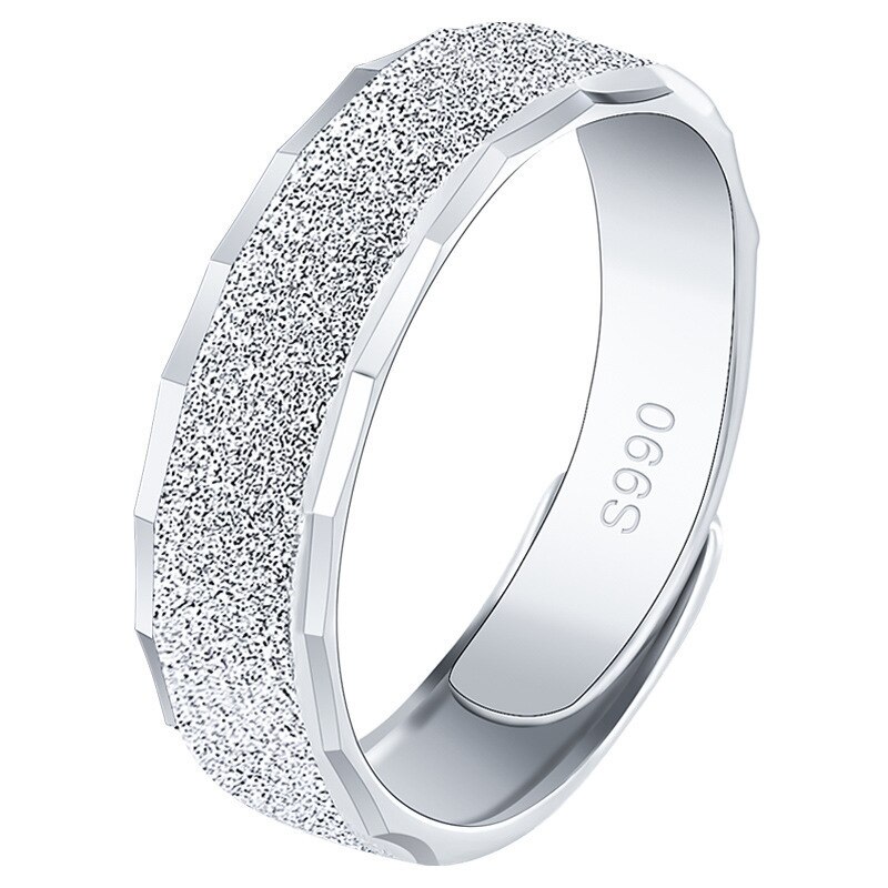 Open Frosted Pure White Copper Silver Plated Ring Male Domineering Personality Index Finger Single Men's S925