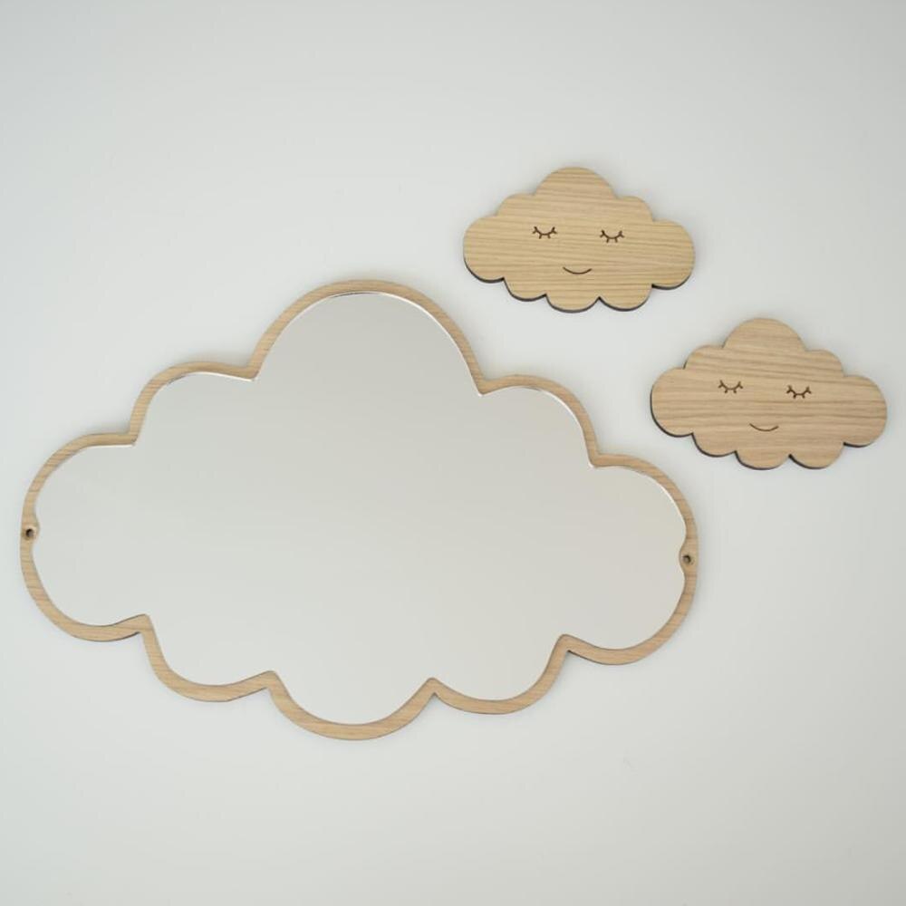 Bricolage chambre d'enfants miroirs muraux décoratifs acrylique décor à la maison cadre en bois pépinière mignon dessin animé miroir Stickers muraux: Clouds