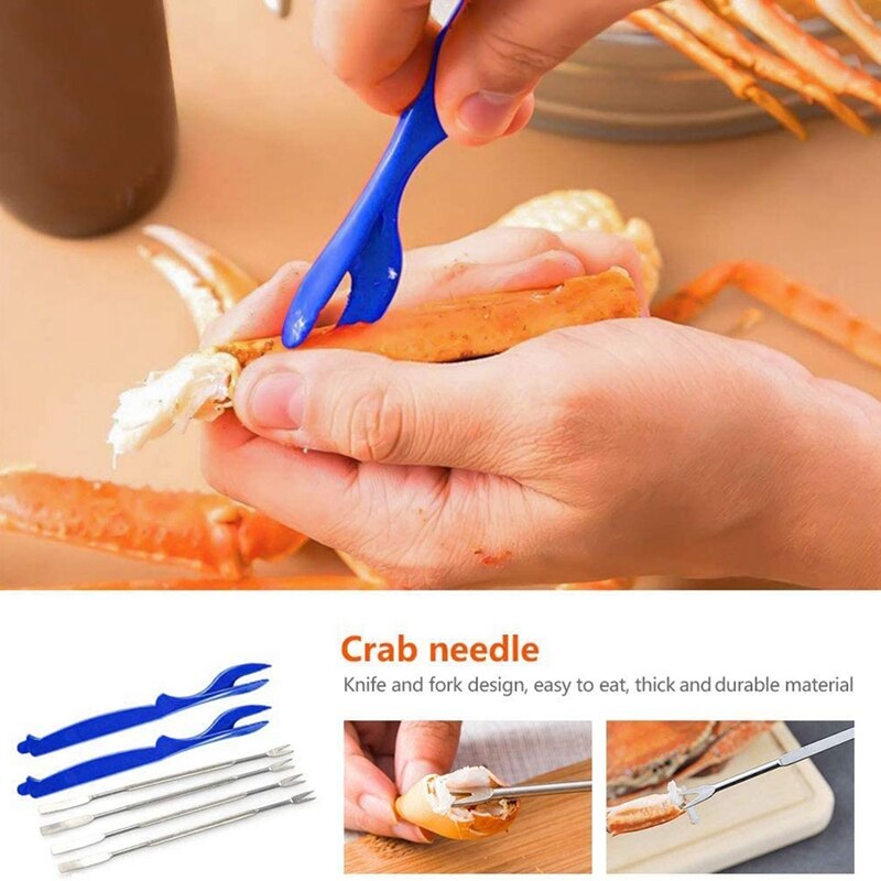 8 Pcs Seafood Tools Set,Includes 2 Crab Crackers,2 Lobster Shells, 2 Crab Leg Forks,1 Crab Mallet and 1 Seafood Scissor