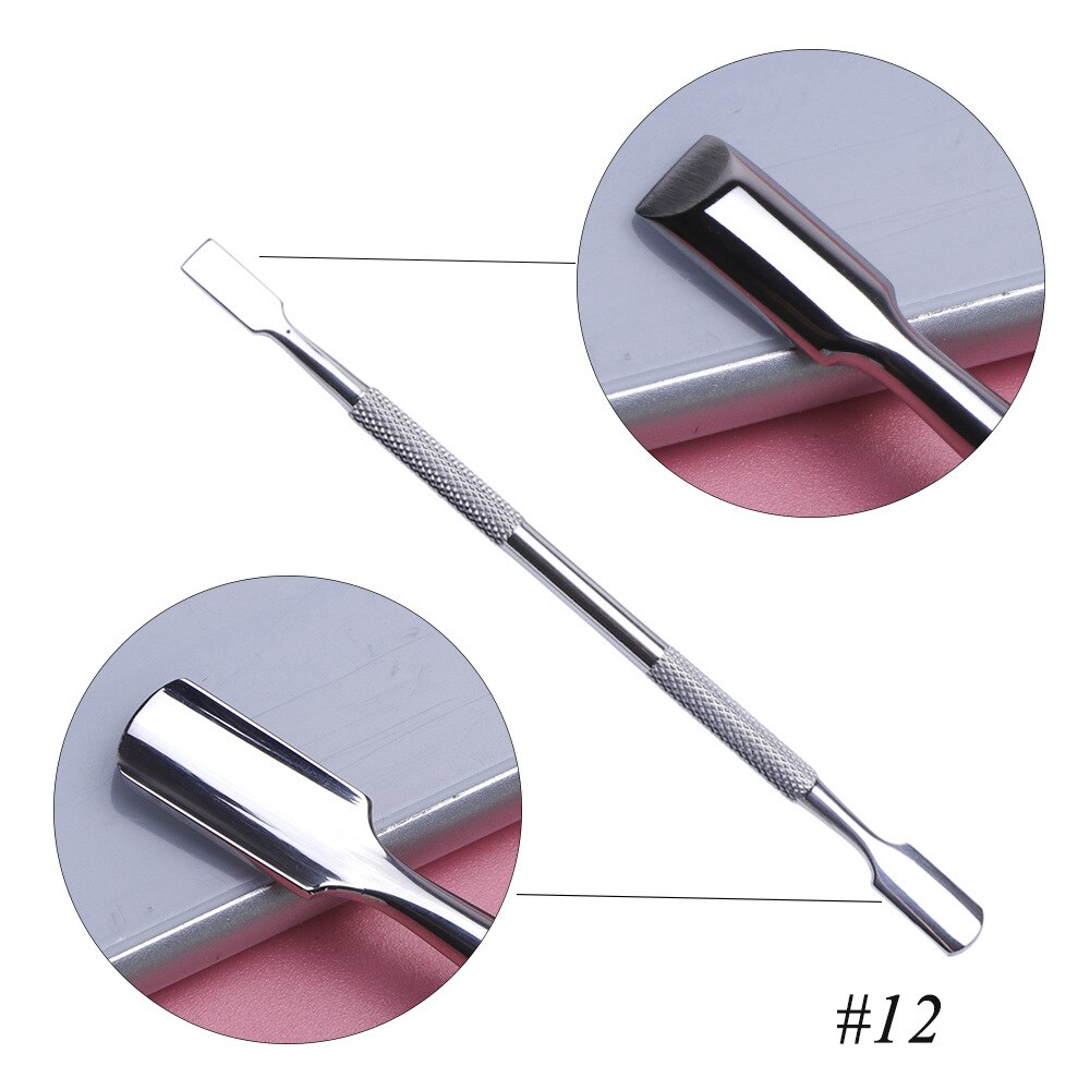 7 Types Stainless Cuticle Pusher Nail Art Stirring Polish Powder Blend Spatulas Tone Rods Manicure Remover Makeup Tools: 12