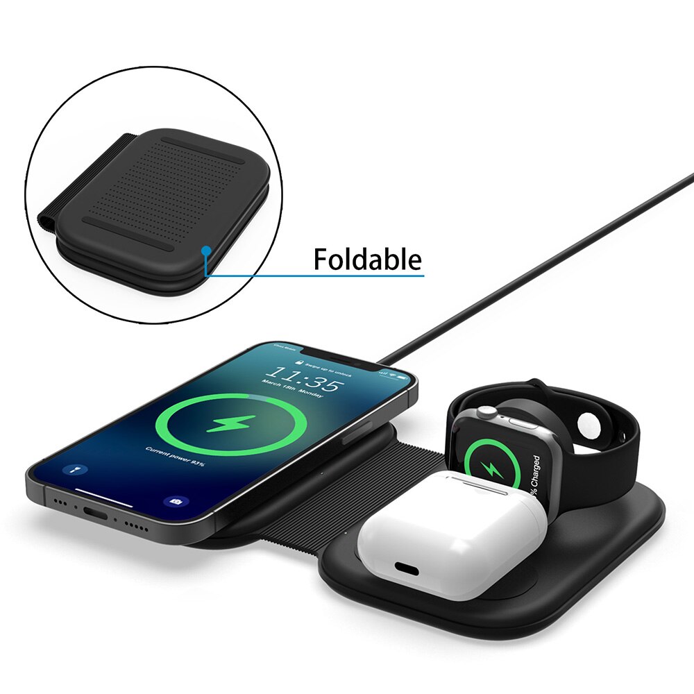 3 in 1 Magnetische Drahtlose Ladegerät Stehen 15W Schnelle Ladestation Für Magsafe IPhone 12 Profi Max Airpods Profi Apfel Uhr 6 5 4 3 2: 3 in 1 Pad schwarz