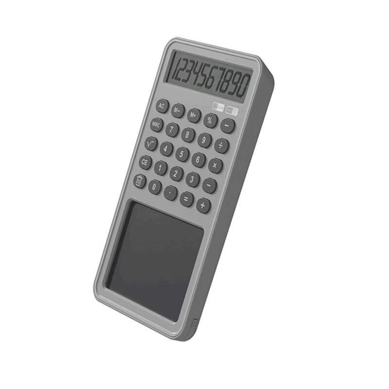 12 Digit Display Calculator Notepad Lcd Schrijven Tablet Tekentafel Basic Met Stylus Pen Wissen Knop Lock: Light Grey