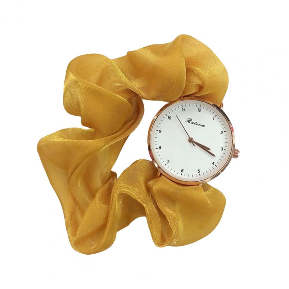 Polshorloge Koreaanse Lint Digitale Horloge Kleine Fee Elegante Persoonlijkheid Student Meisje Quartz Horloge Zonder Sluiting Armband Horloge: YELLOW