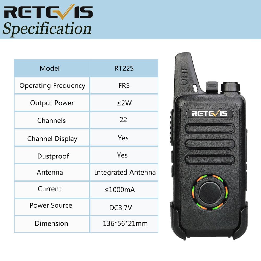 RETEVIS RT22S Walkie Talkie 2pcs Retevis RT22S 2W Portable Two-way Radio Station VOX USB Charging Hidden Display Hiking Travel