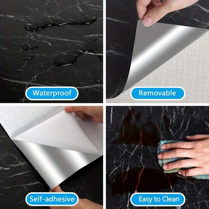 Papel pintado de pegatinas de pared de mármol, pegatinas de pared autoadhesivas de cocina, pegatinas impermeables de PVC a prueba de grasa, pegatinas de baño