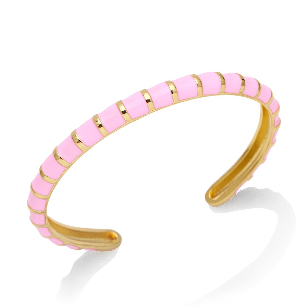 Y2K Mode Streep Emaille Manchet Armbanden Koperen Armband Armband 2022 Sieraden Voor Vrouwen Meisje Beach Party: Pink