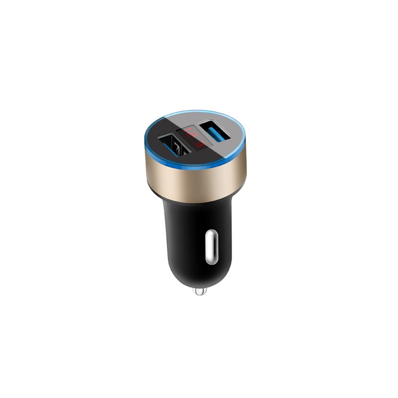 Chargeur double USB 3.1A pour voiture, 2 Ports, écran LCD, allume-cigare, pour iphone, samsung, xiaomi, huawei, etc.: Gold