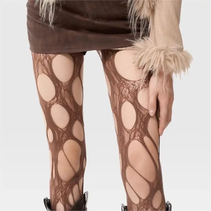 Calza a rete sexy punk strappata a strappo gotico scuro Y2k pizzo calzini firmati francesi calze alte da donna collant intimo per feste