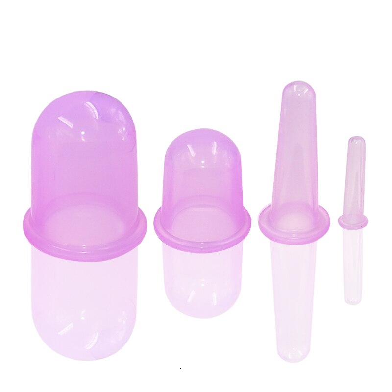 4 st koppar silikon vakuum sugburk anti celluliter för kroppsmassage hälsovård ansikts sugkoppar kit body helper: Lila