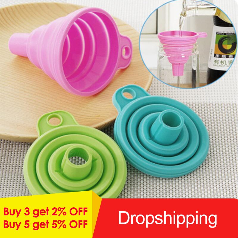 Kitchen Useful Folding Funnel Style Funnel Protable Mini Silicone Gel Folding Kitchen Cooking Tools Accessories