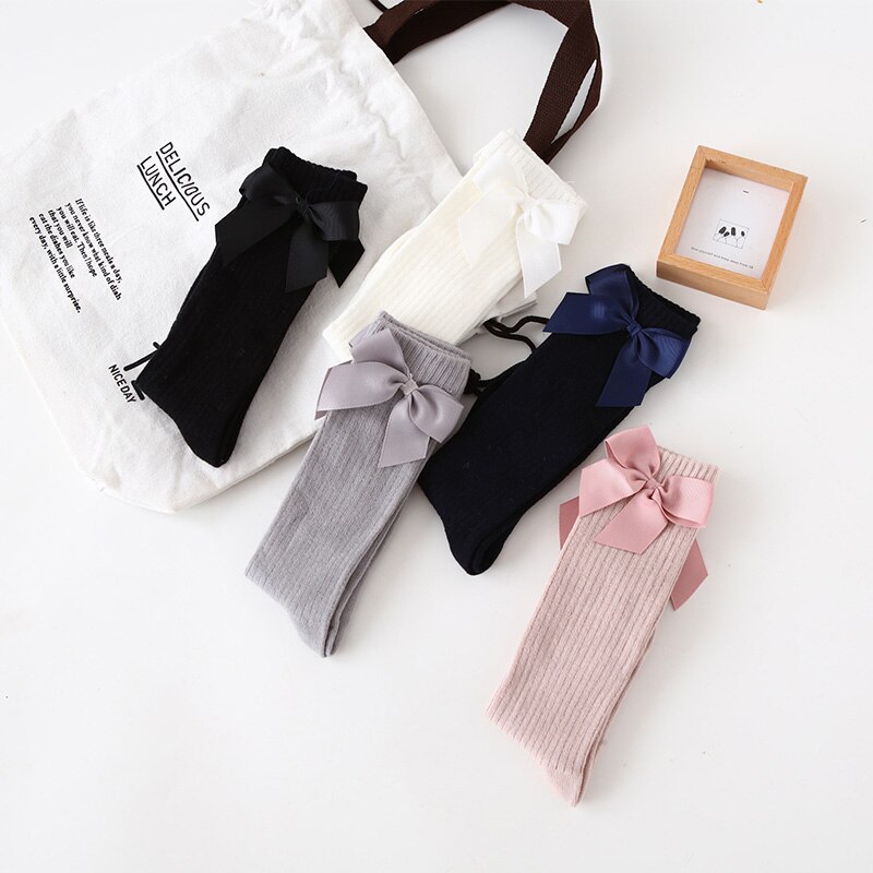 Schattige strik kindersokken herfst winter warme baby meisjes kniekousen effen kleur zachte kinderen peuter meisjes lange sokken
