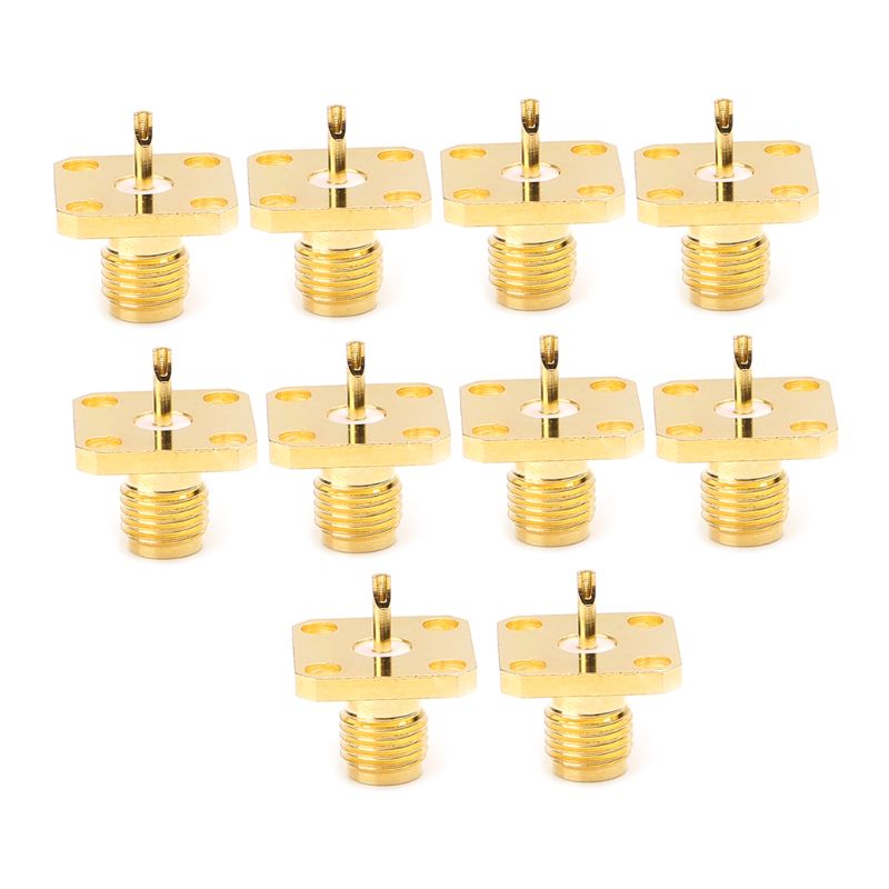 10Pcs Sma Female Chassis Panel Mount 4 Gat Post Terminal Rf Connector Coaxiale Adapter 5Mm