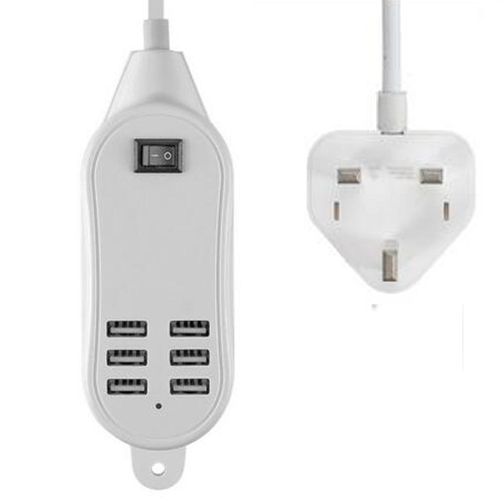 NOYOKERE 6 USB Ports Charger Hub Desktop EU/US/UK Plug Wall Socket Slots Charging Extension Socket Power Adapter