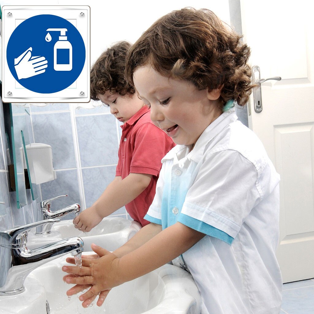 Ground Sign Isolated Label Hand Clean Marker 35cm Diameter Double Sided Sticker Back Wall Tile Stickers Muraux Ground Stickers