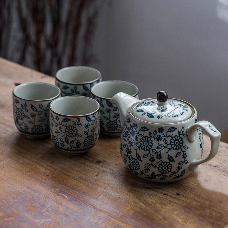 Juego de té de porcelana china tradicional, tetera artesanal de cerámica exquisita, azul y blanco, para el hogar: B2