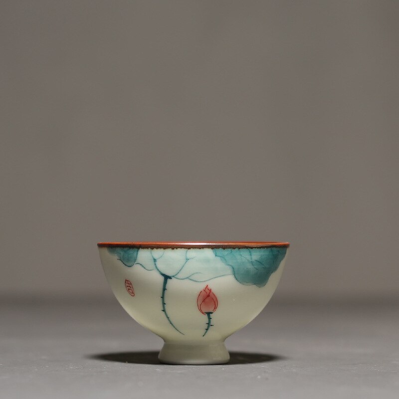 Chinese 45Ml Porselein Handgeschilderde Lotus Theekopjes Chinese Cups Traditionele Chinese Thee Kom Keramische Drinkware