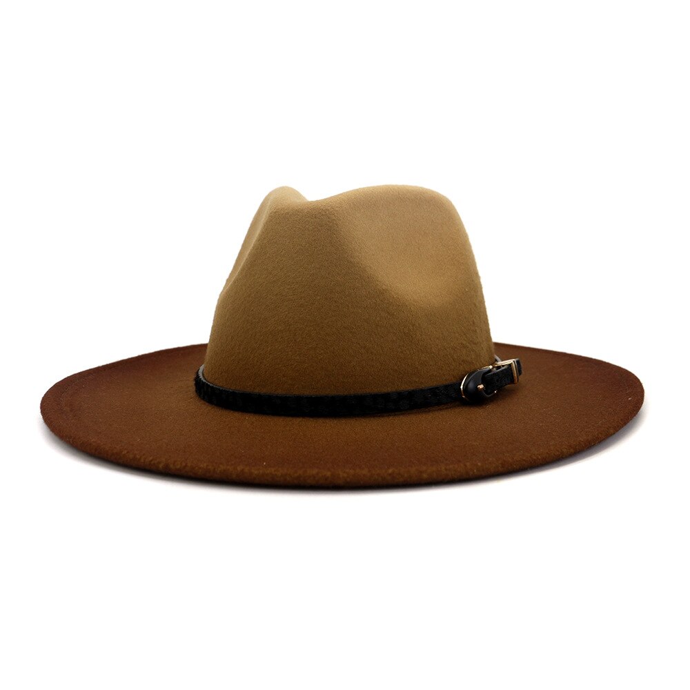 Heren dames geschilderde wollen fedora hoed europese en amerikaanse stijl grote rand hoed unisex katoen polyester petten: Khaki