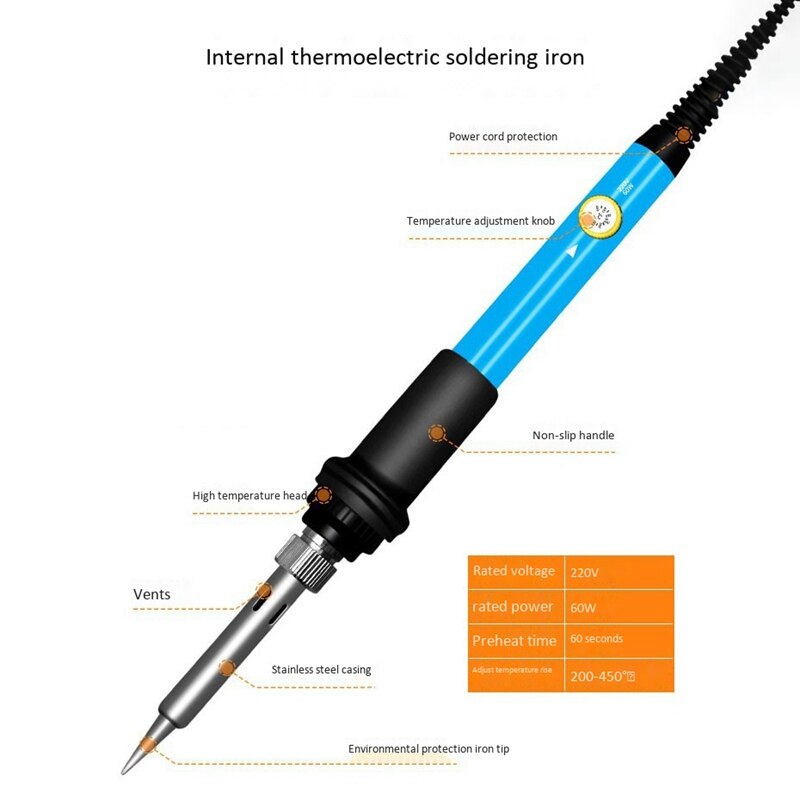 12 Stuks Soldeerbout Kit - 60W Temperatuur Verstelbare Elektrische Soldeerbout Lassen Set Met Eu Plug