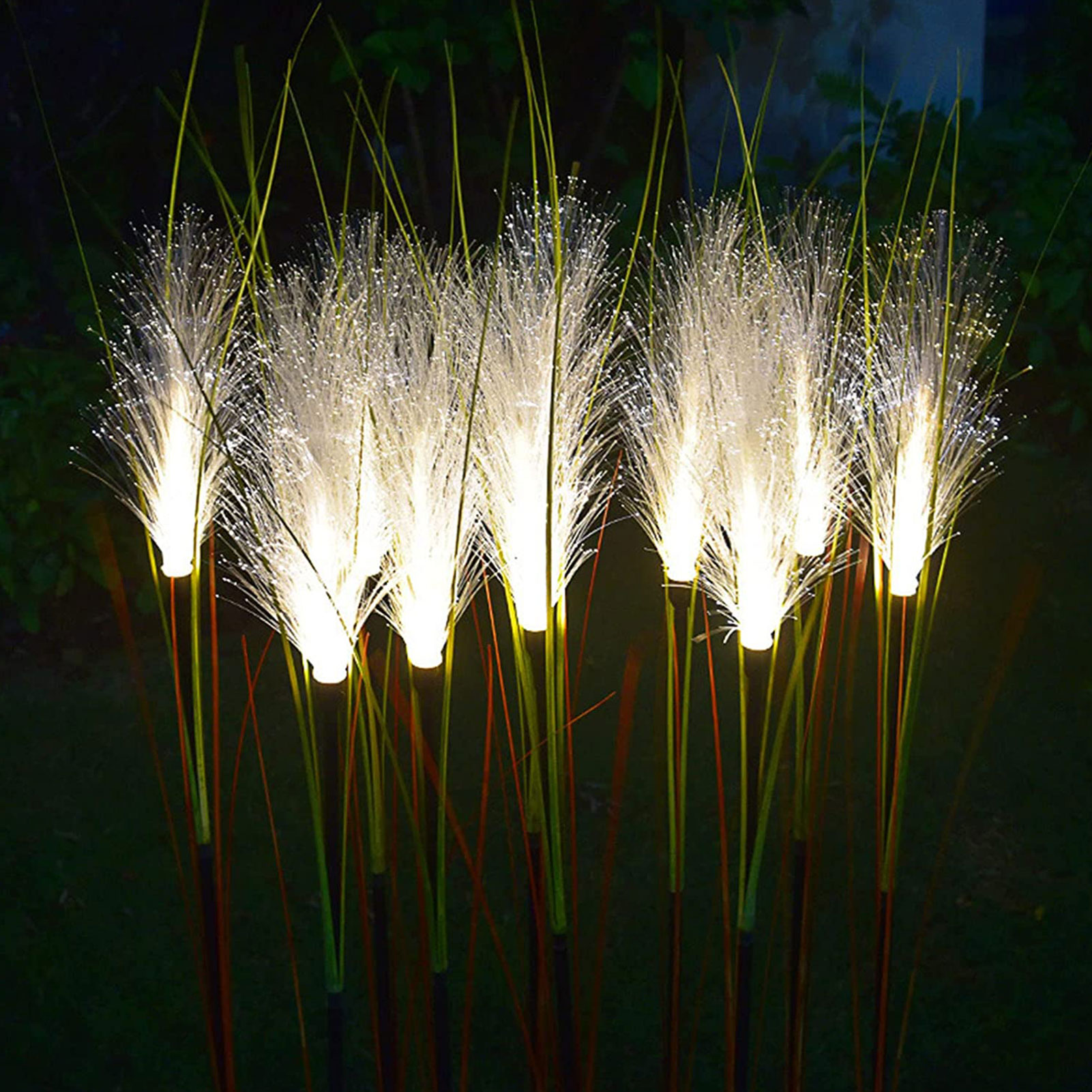 Luces solares de caña para jardín, luz de fibra para exteriores, lámpara de jardín impermeable, lámparas de paisaje de simulación para decoración de Patio y hogar