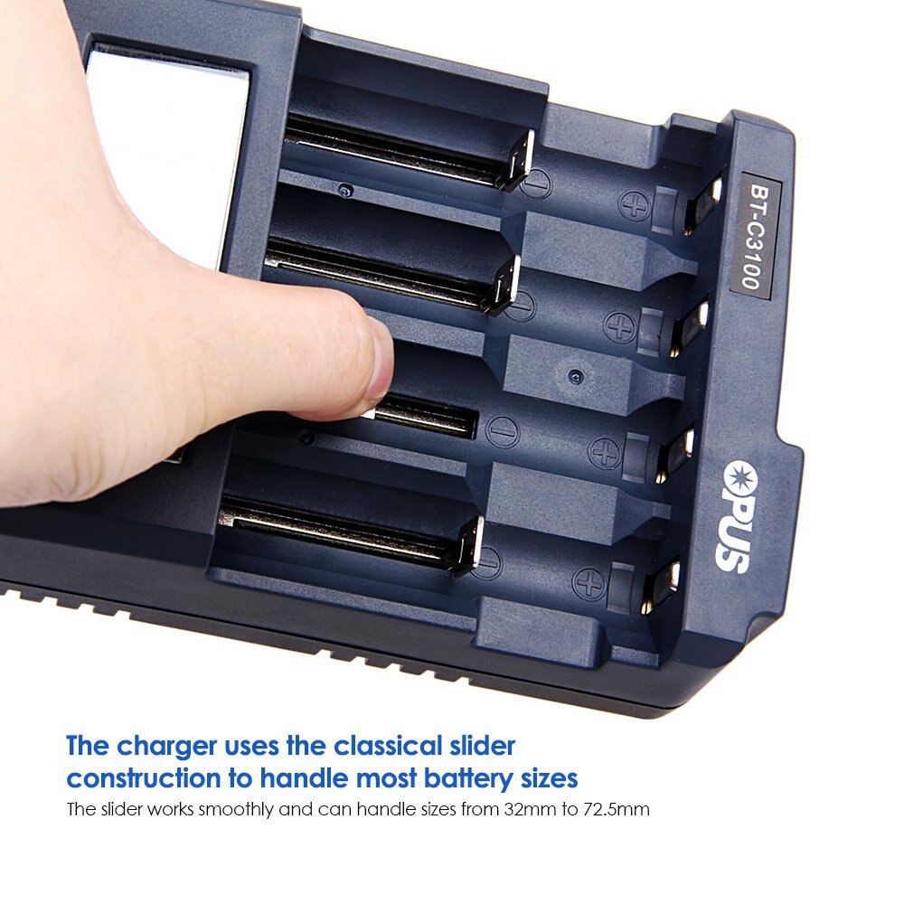 Chargeur de piles lcd intelligent opus bt -c3100 v2.2 à 4 emplacements aa/aaa