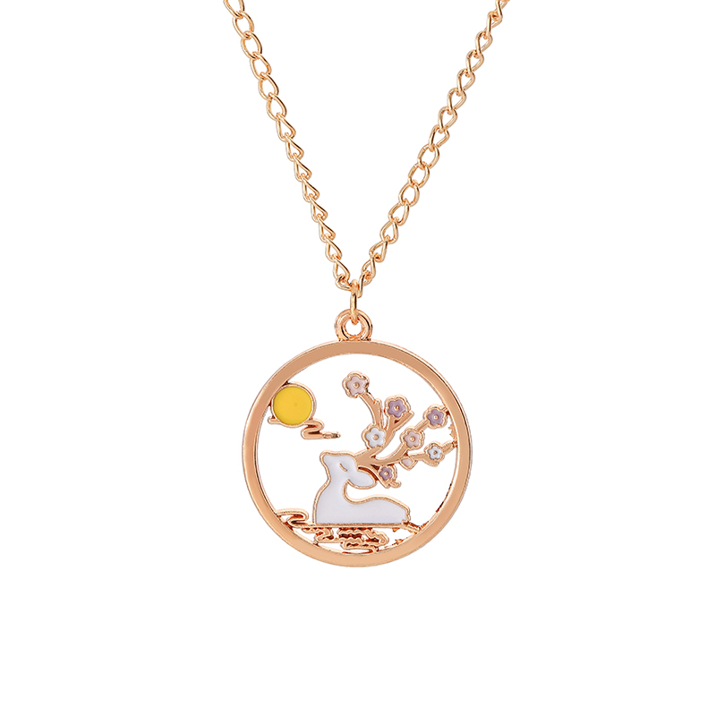 créative Sakura lapin chat collier mignon dessin animé guirlande pendentif dames bijoux accessoires colliers rose