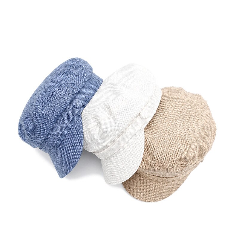 Boina de algodón transpirable para mujer, gorro plano octogonal informal, 036