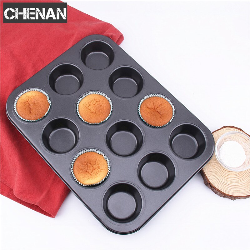 L Maat 12Cups Cake Modle 12 Gaten Metalen Cakevorm Muffin Plaat Brood Mousse Toast Pan Chocolade Zeep Bakken gereedschap