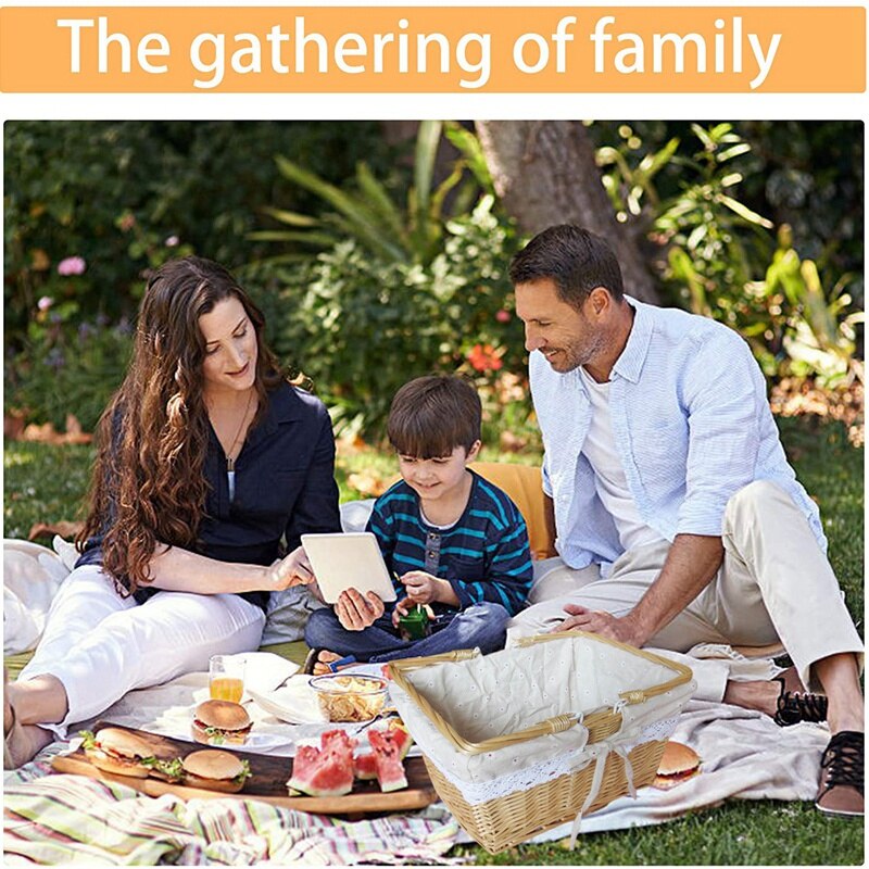 Kosz piknikowy, przechowywanie wielkanocne, pojemnik na zabawki dla dzieci z podszewką