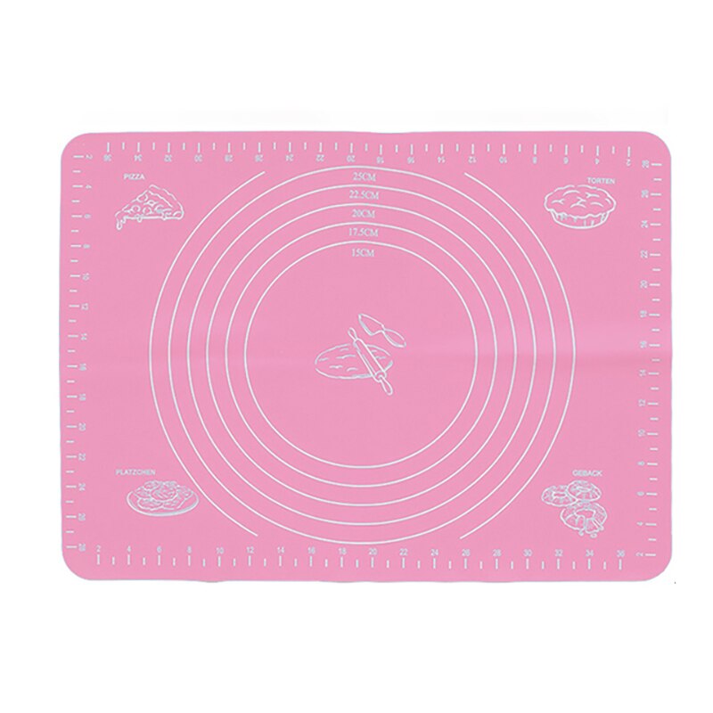 Kneading Pad Silicone Rolling Dough Mat Non-stick Surface Reusable 26x29cm With Scale Kitchen Gadgets Cooking Grill Pastry Tool: Pink