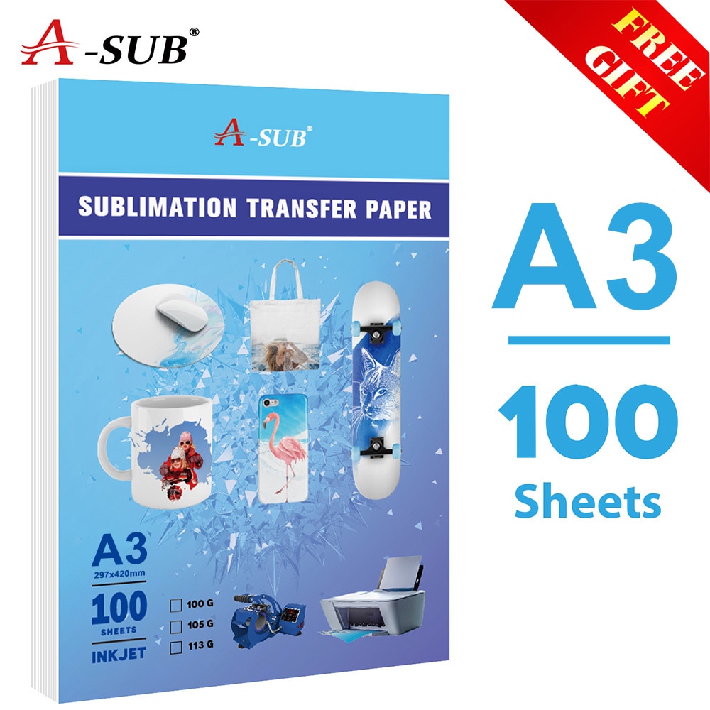 Inkjet Sublimation Heat Transfer Paper 100sheets A3 for Any Inkjet Printer with Sublimation Ink 100 Sheets Letter Size