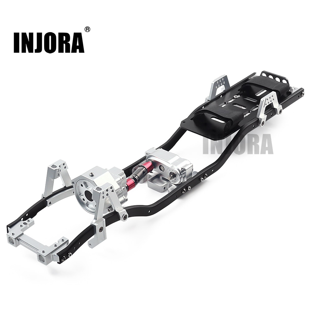 INJORA 313mm 12,3 "distancia entre ejes caja de cambios Prefixal Marco de Metal para 1/10 RC orugas coche Axial SCX10 y SCX10 II 90046