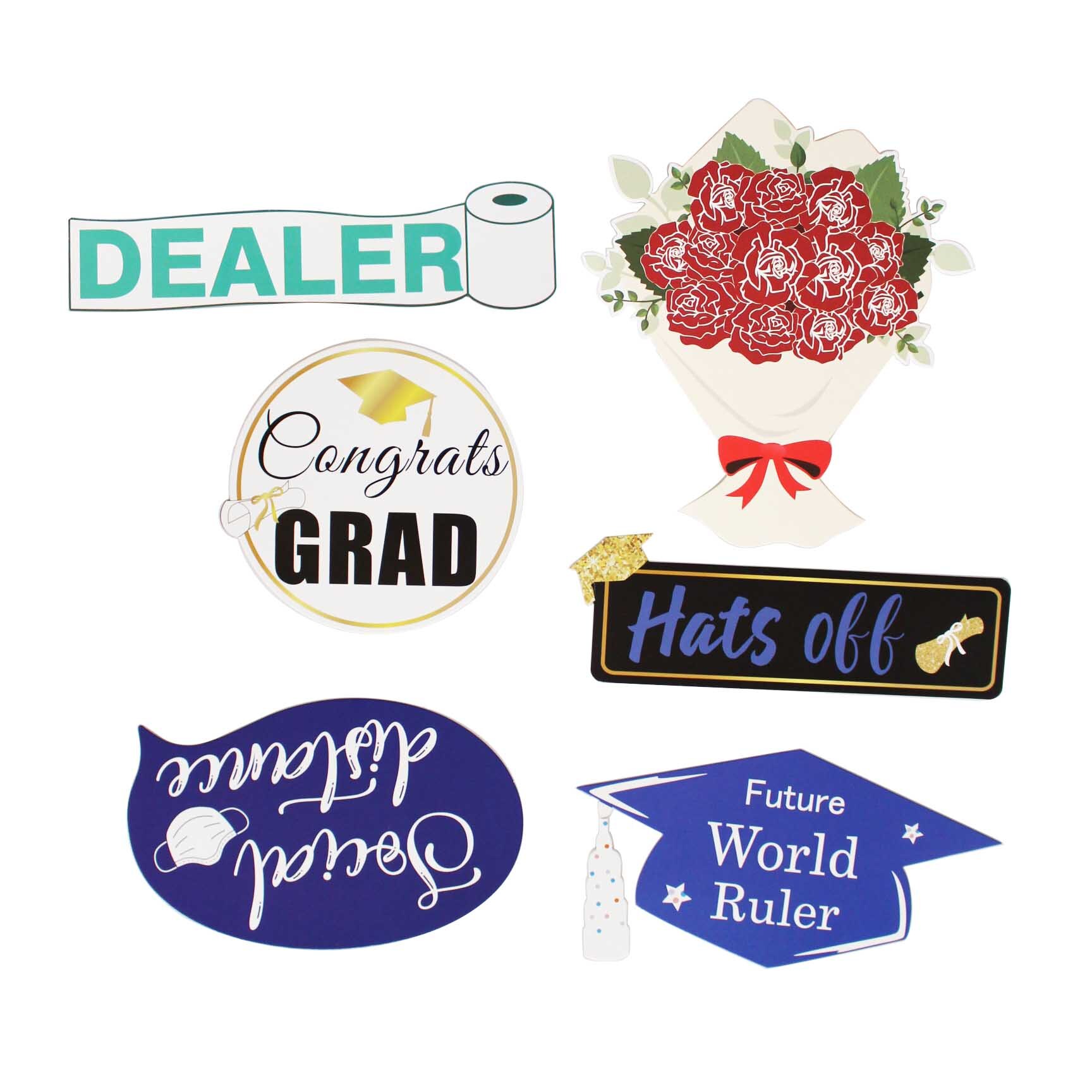 31pcs Quarantine Photo Booth Props Graduation Party Decoration Photobooth Bachelor Cap Grad Congrate Graduated Supplies