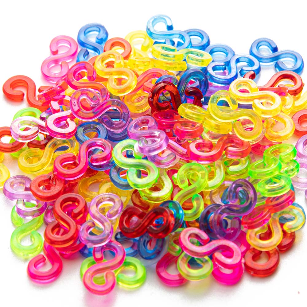 500 Uds S Clips gancho conectores de plástico recargas para DIY encanto telar banda de goma pulsera joyería suministros accesorios