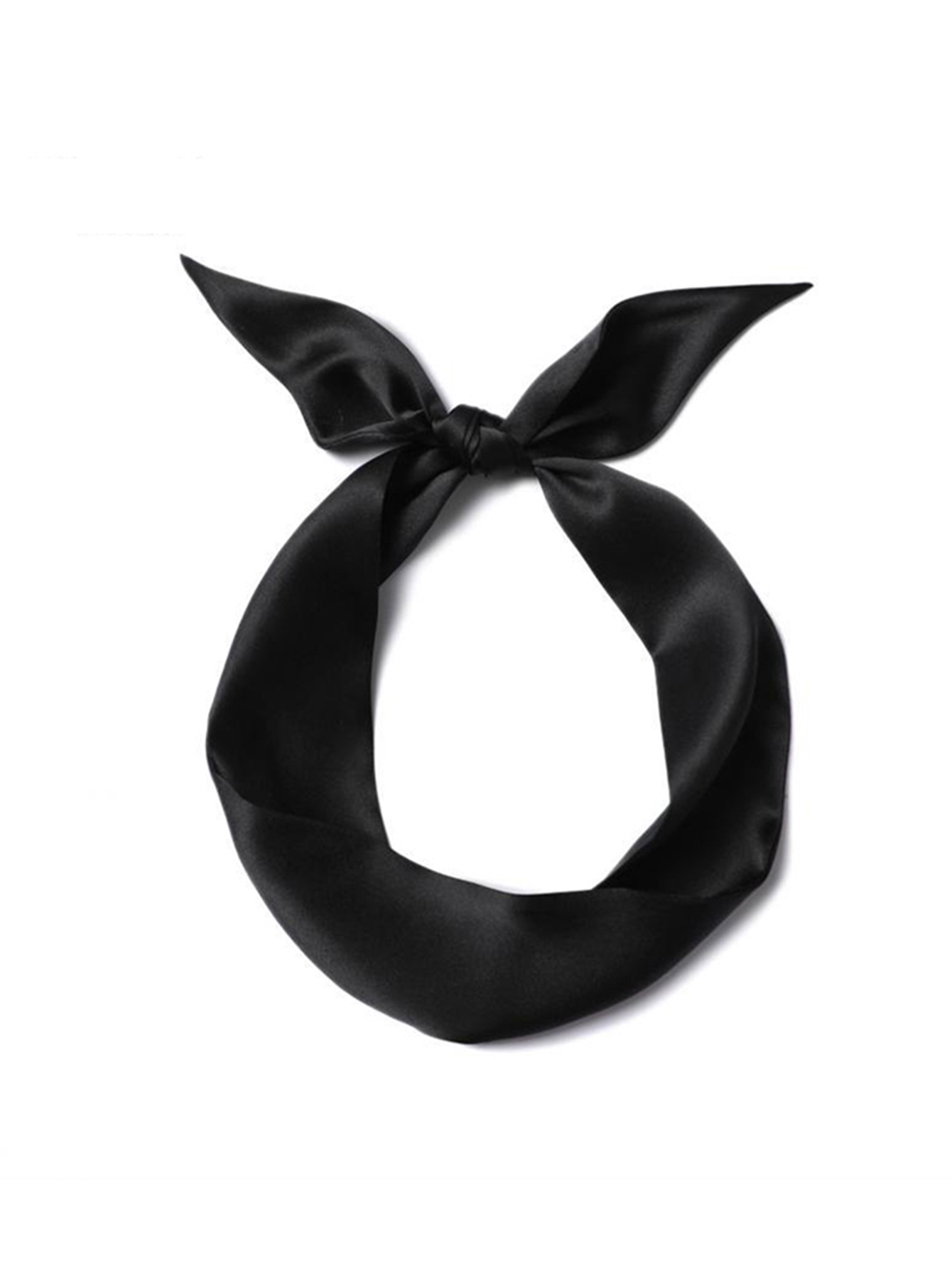 Mulher lenço de seda magro longo tira de cabelo fita de seda pequeno pescoço cachecóis saco alça fita lenço senhoras gravata 4cm * 90cm: Preto