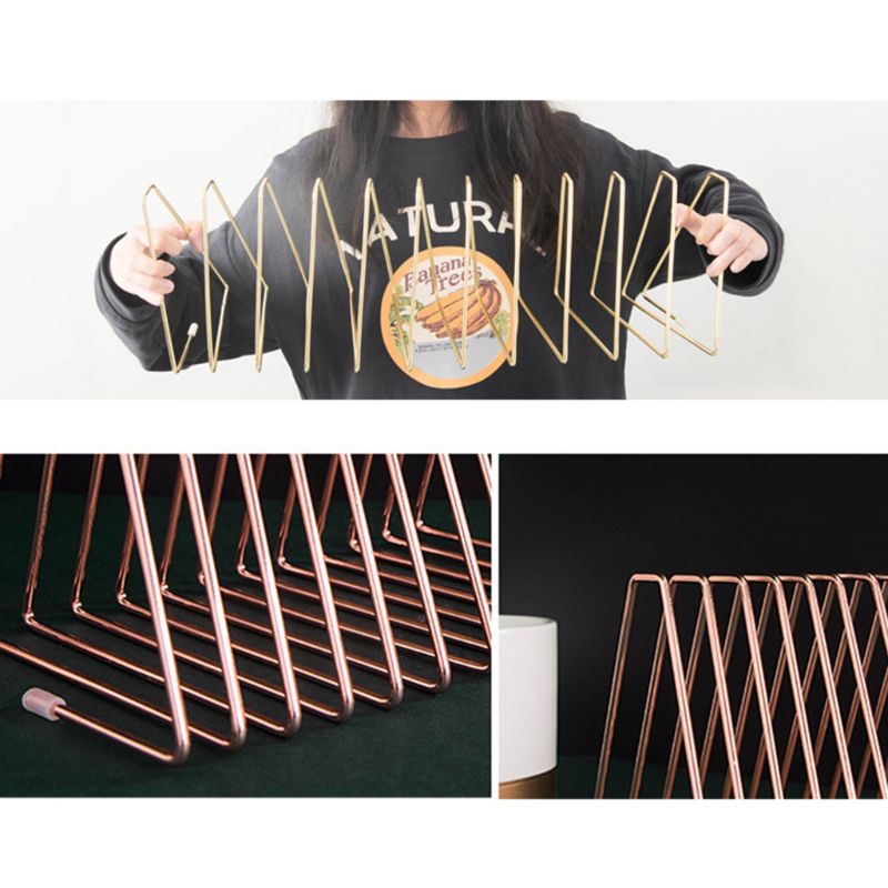 11 Grid Triangle File Storage Shelf Book Stand Retractable Nordic Wrought Iron File Storage Holder Organizer