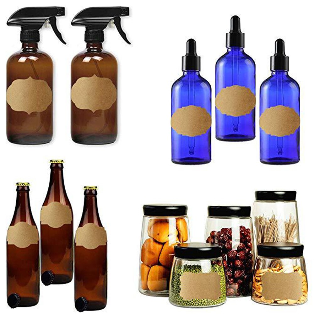 300pc/Roll Kraft Sticker Handwritten convenience stickers Sealing cowhide sticker Label for Kitchen classification diy Tags