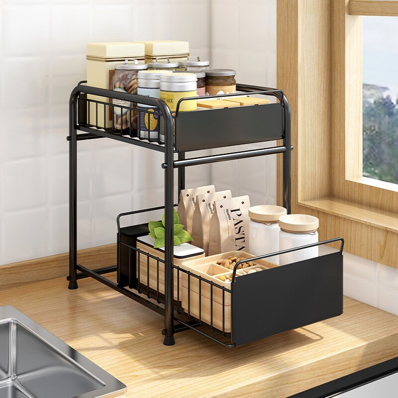 2 Layer Kitchen Shelf Organizer Dish Drying Rack Utensils Holder Bowl Dish Draining Shelf Kitchen Storage Countertop Organizer