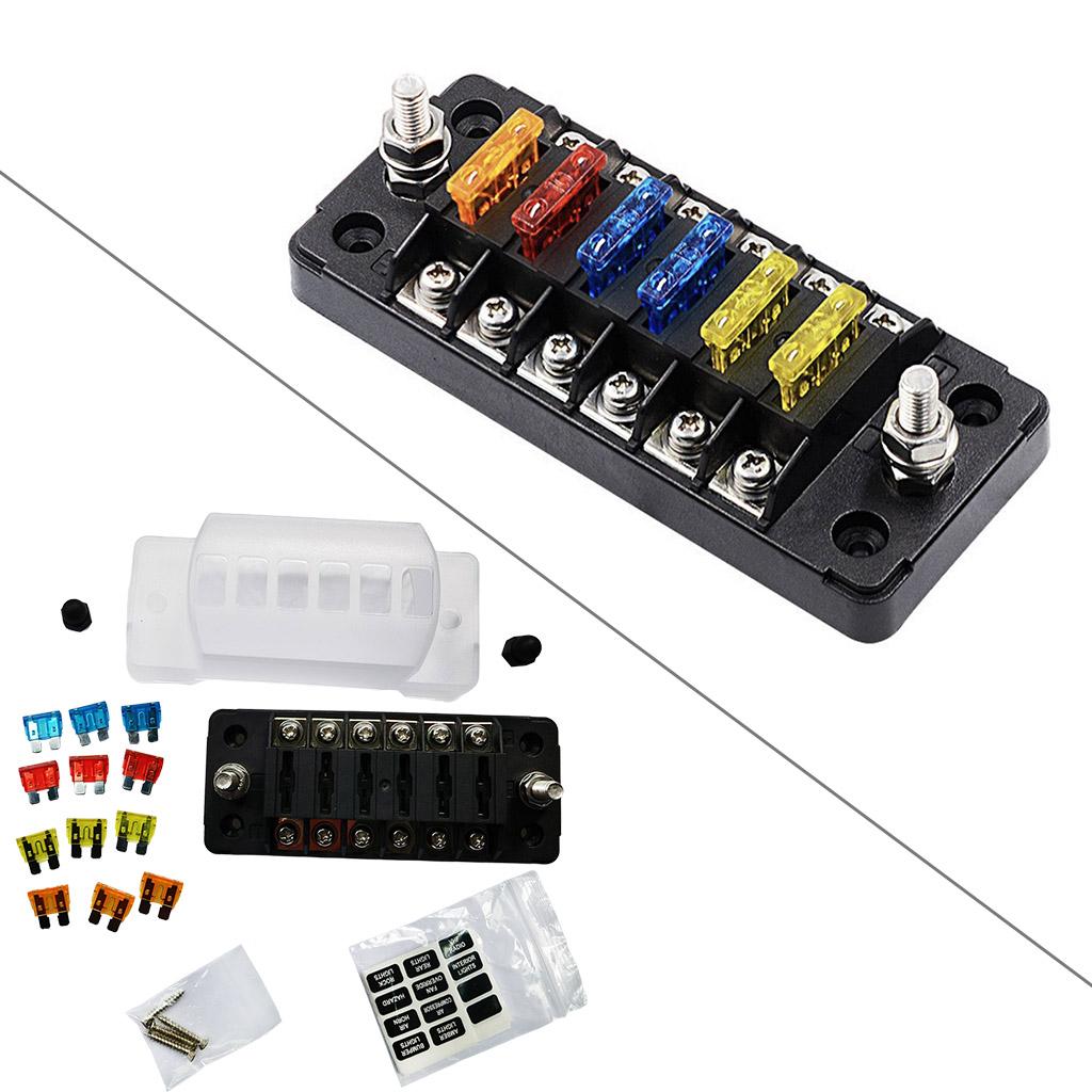 Waterproof Fuse Block 12-Way 6-Way Waterproof Protection Atc/Ato Fuse Box Dust Cover Fuse Block 12V Boat Car Boat Camper