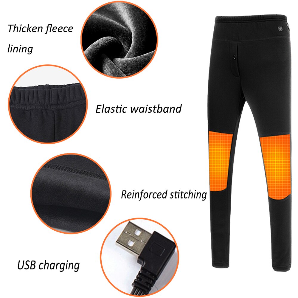 Winter Electric Heated Pants Men Women Trousers USB Layer Elastic Heating Base Warm Insulated Heating Underwear