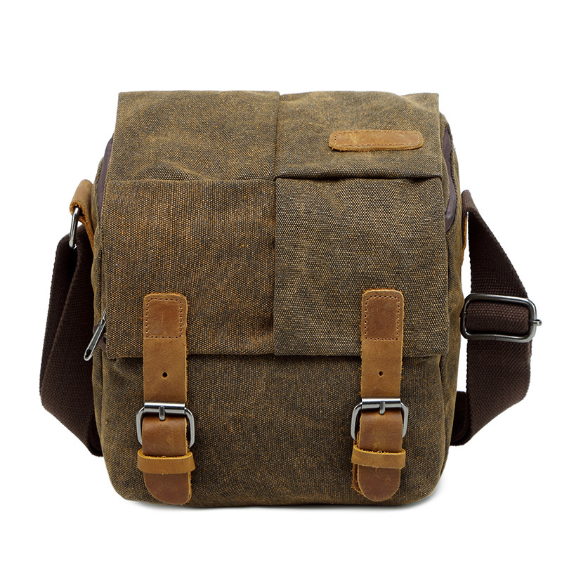 Multifunktionale SLR-Kameratasche, mehrschichtige, strapazierfähige eins-Schulter-Fotografie-Segeltuch-Tasche, passende SLR-Digitaltasche: dunkel khaki