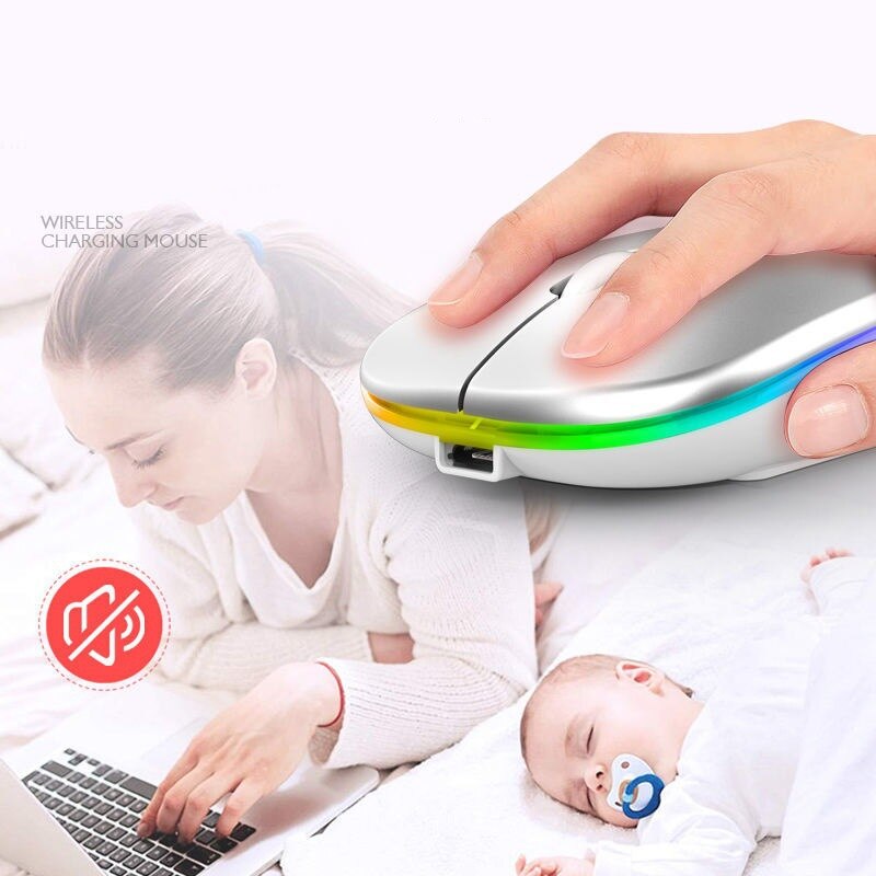 [Mobile Phone Can Use] Charging Wireless Mouse Mute Desktop Laptop Computer General Office Bluetooth Wireless Mouse