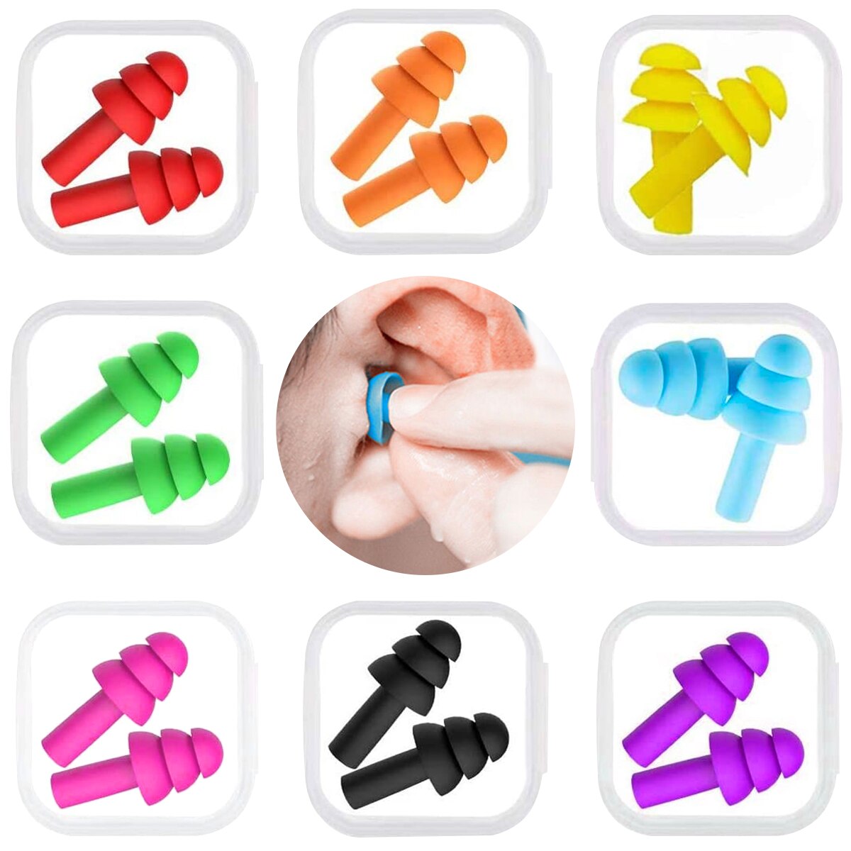 Tapones de natación para los oídos, antiruido, suave, protección auditiva con aislamiento acústico, impermeables, de silicona, 1 Juego: C