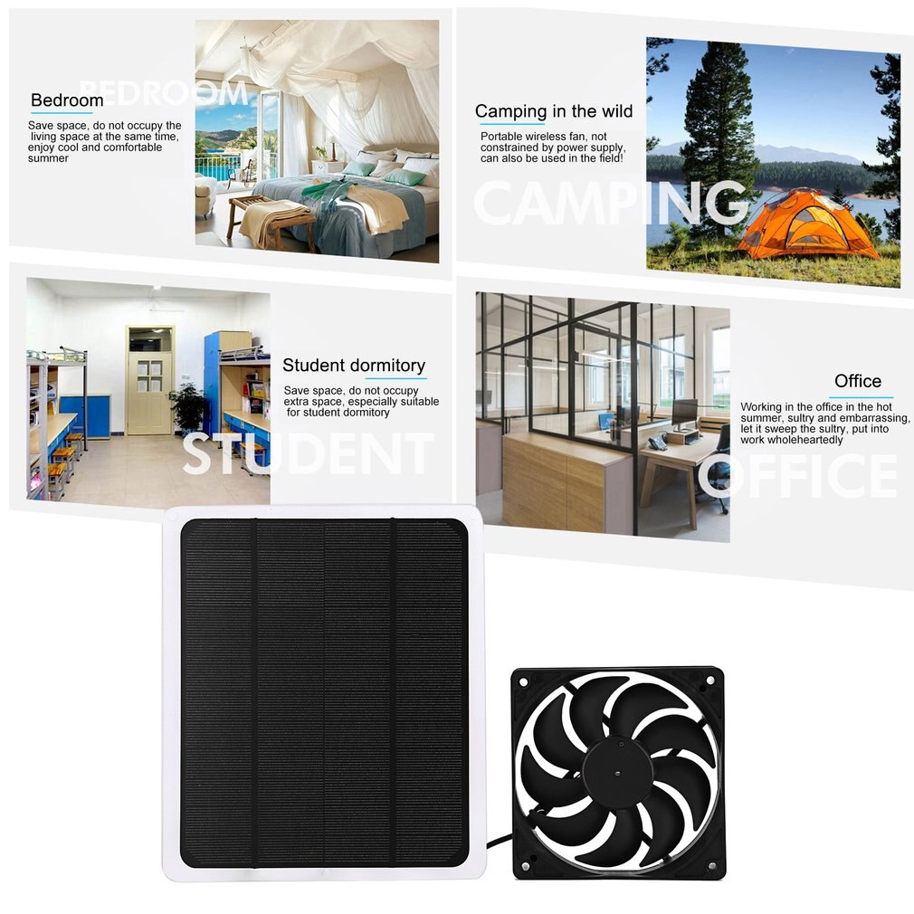 Portable solar fan Clean energy Long lasting Energy saving Keeps air clean Eliminate the smell of pets