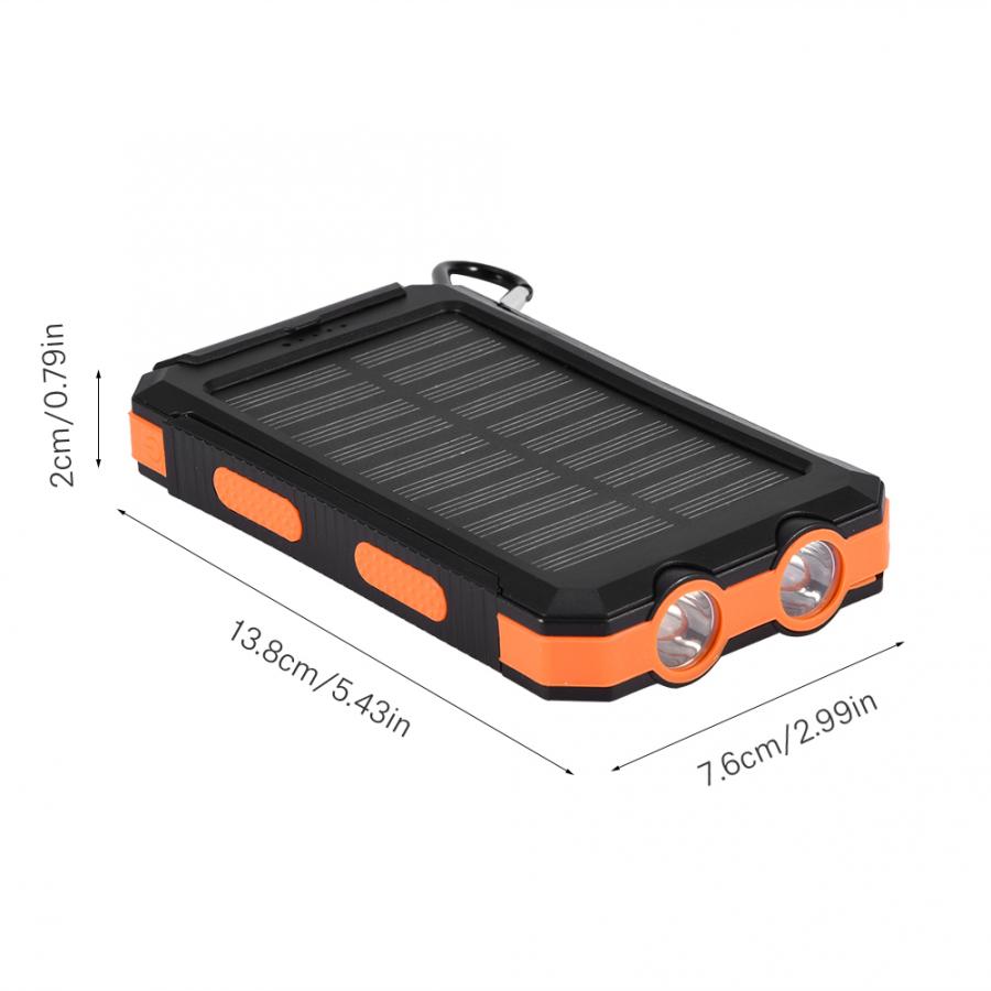 10000mAh Solar Power Bank USB Powerbank Waterproof Outdoor Light Battery External Portable Charging LED Light 2 USB Powerbank