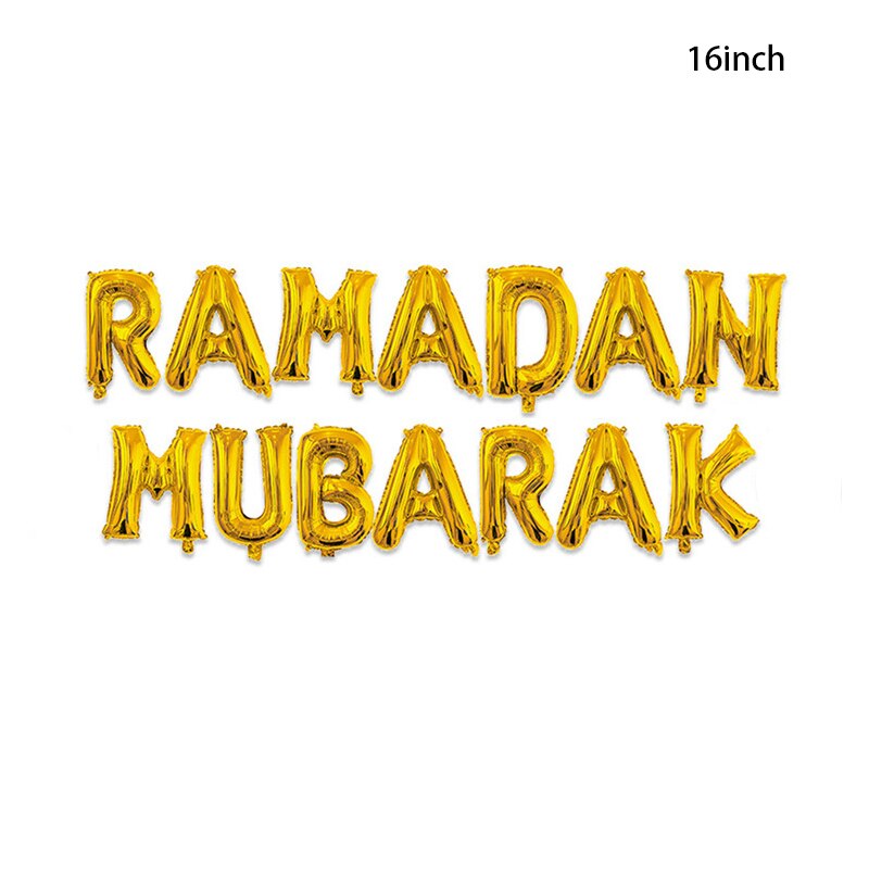 Ramadan Mubarak Ballon 16 Inch Moslim Ramadan Mubarak Decoratie En Opstelling Brief Aluminium Folie Ballon: Golden