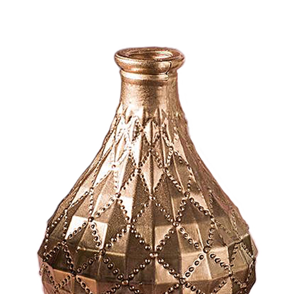 European Golden Flower Vase Plant Container Glass Desktop Sculpture Ornament